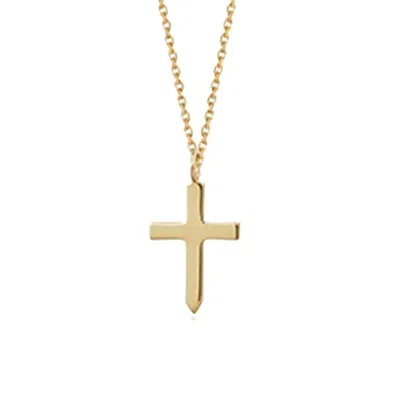 FANCI ME WOMEN'S MIGNON GOTHAM POLISHED MINI CROSS SOLID YELLOW GOLD PENDANT NECKLACE - YELLOW GOLD