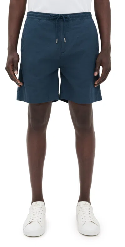 FAR AFIELD HERRINGBONE TWILL SHORTS 6.75 NAVY IRIS