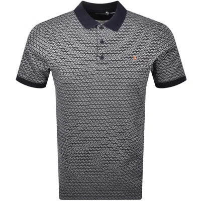 FARAH VINTAGE FARAH TIBATT JACQUARD POLO T SHIRT NAVY