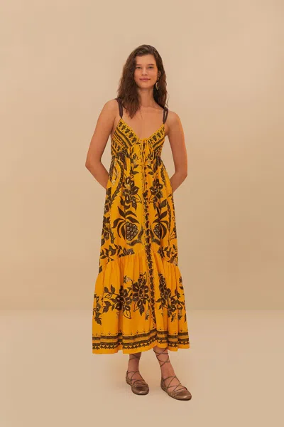 FARM RIO YELLOW GOLDEN OASIS LENZING ECOVERO EUROFLAX MAXI DRESS