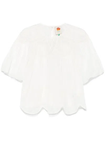 FARM RIO EMBROIDERED SHORT-SLEEVE BLOUSE