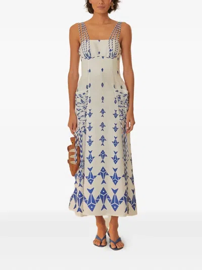 FARM RIO FISH-PRINT ROPE-STRAP DRESS