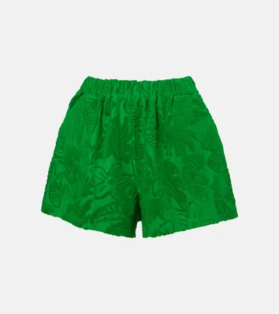 FARM RIO FLORAL COTTON-BLEND TERRY SHORTS