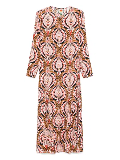 FARM RIO PINEAPPLE JEWELRY MIDI DRESS