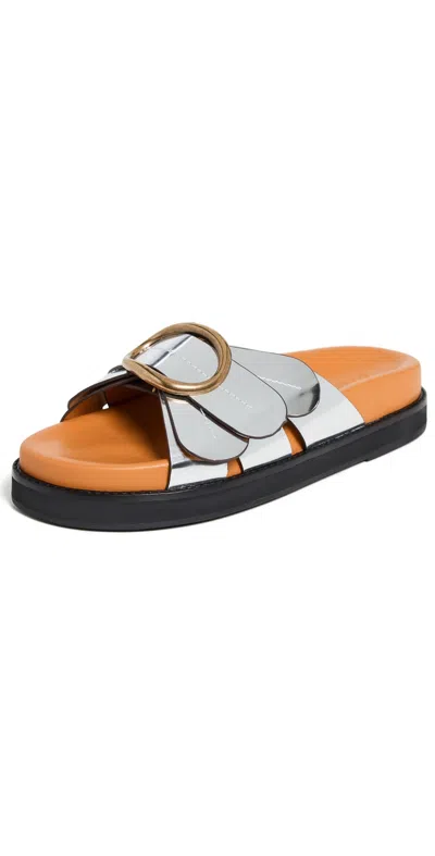 【送料込み】FARM Rio_Black/Silver Daisy Slides FARM Rio Black Daisy Slides | Shopbop