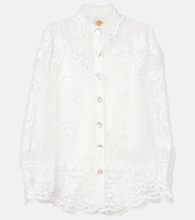 FARM RIO SWAN LAKE GUIPURE SHIRT