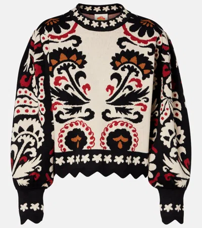 FARM RIO TAPESTRY STRIPES JACQUARD SWEATER