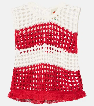 FARM RIO STRIPED CROCHET COTTON VEST
