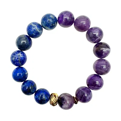 FARRA AMETHYST AND BLUE LAPIS CHUNKY MEN'S BRACELET