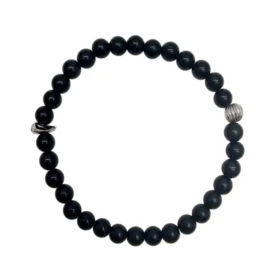 FARRA BLACK OBSIDIAN FLEXIBLE MEN'S BRACELET