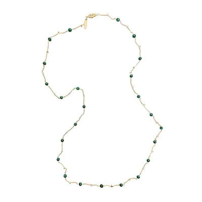 FARRA WOMEN'S GREEN MALACHITE MINIMALIST LONG NECKLACE