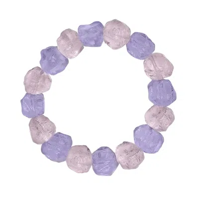 FARRA WOMEN'S PINK NUGGET AMETHYST AND ROSE QUARTZ STRETCHY BRACELET