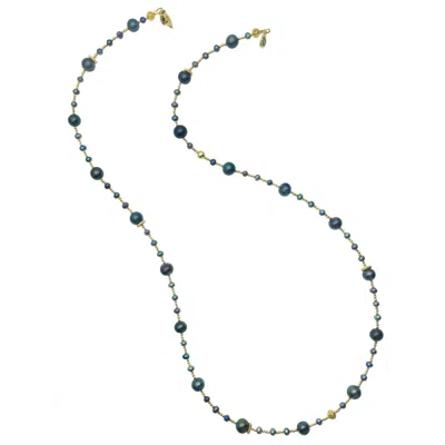FARRA WOMEN'S REMOVABLE BLACK FRESHWATER PEARLS GLASSES CHAIN