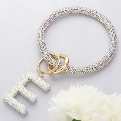 FASHNZFAB -E- BLING STUDDED INITIAL MONOGRAM CHARM BRACELET KEYCHAIN