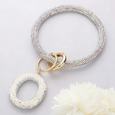 FASHNZFAB -O- BLING STUDDED INITIAL MONOGRAM CHARM BRACELET KEYCHAIN