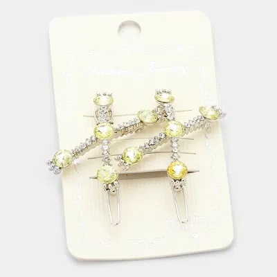 FASHNZFAB 1 PAIR - CROSSED CRYSTAL HAIR BARRETTES