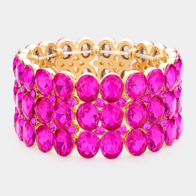 FASHNZFAB 1.2" H OVAL STONE CLUSTER STRETCH EVENING BRACELET