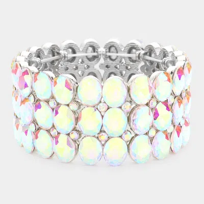 FASHNZFAB 1.2" H OVAL STONE CLUSTER STRETCH EVENING BRACELET