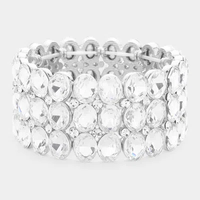 FASHNZFAB 1.2" H OVAL STONE CLUSTER STRETCH EVENING BRACELET