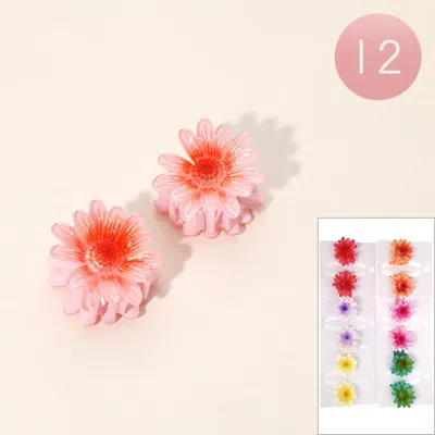 FASHNZFAB 12 SET OF 2 - FLORAL DAISY HAIR CLAW CLIP SET
