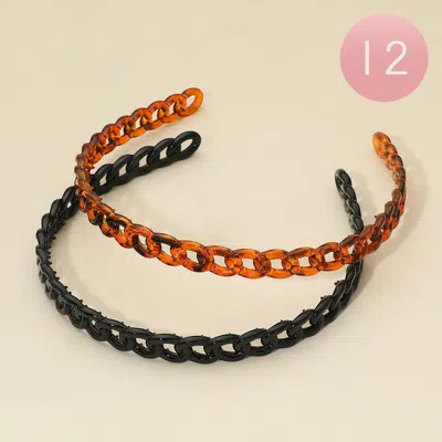 FASHNZFAB 12 SET OF 2 - RESIN CHAIN LINK HEADBAND SET