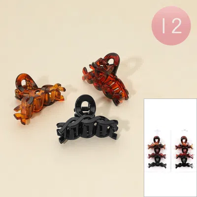 FASHNZFAB 12 SET OF 3 - ACRYLIC TWISTED HAIR CLAW CLIP SETS