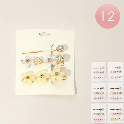 FASHNZFAB 12 SET OF 3 - FLOWER HAIR CLIP SET
