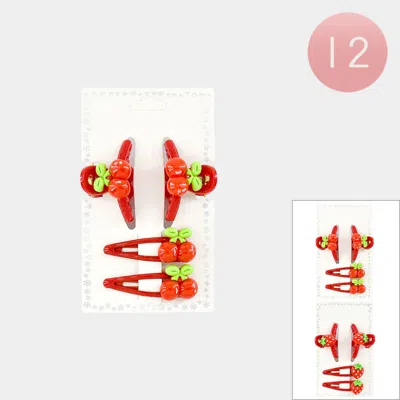 FASHNZFAB 12 SET OF 4 - CHERRY HAIR CLIP SET