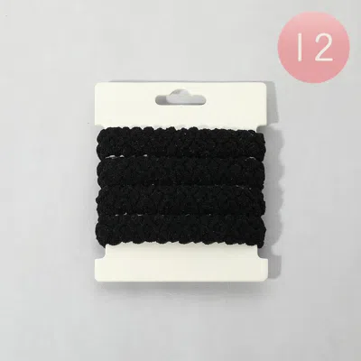 FASHNZFAB 12 SET OF 4 - PLAIN BRAIDED STRETCH HAIR BANDS
