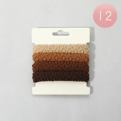 FASHNZFAB 12 SET OF 4 - PLAIN BRAIDED STRETCH HAIR BANDS