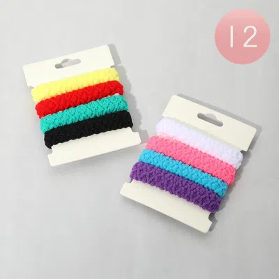 FASHNZFAB 12 SET OF 4 - PLAIN BRAIDED STRETCH HAIR BANDS