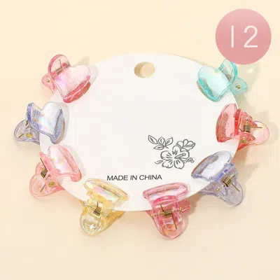 FASHNZFAB 12 SET OF 8 - MINI COLORFUL HEART HAIR CLAW CLIPS