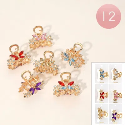 FASHNZFAB 12PCS - BUTTERFLY RHINESTONE MINI HAIR CLAW CLIPS