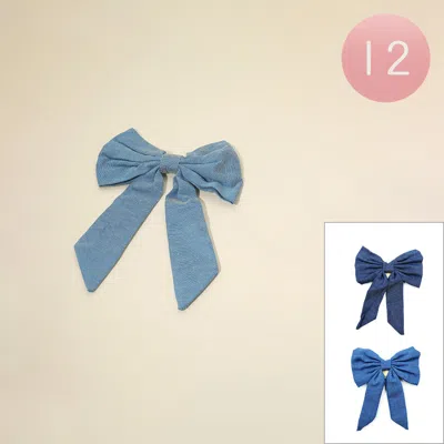 FASHNZFAB 12PCS - DENIM FABRIC BOW HAIR CLIPS