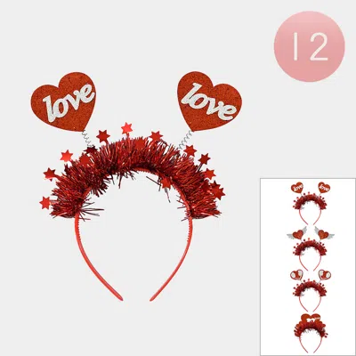 FASHNZFAB 12PCS - DOUBLE GLITTERED LOVE HEART SPRING STAR TINSEL DECORATIVE HEADBANDS