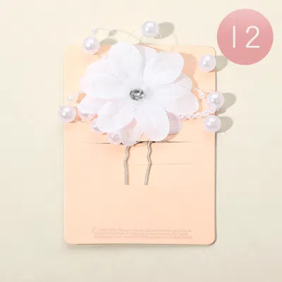 FASHNZFAB 12PCS - FABRIC PEARL FLORAL HAIR COMB PINS