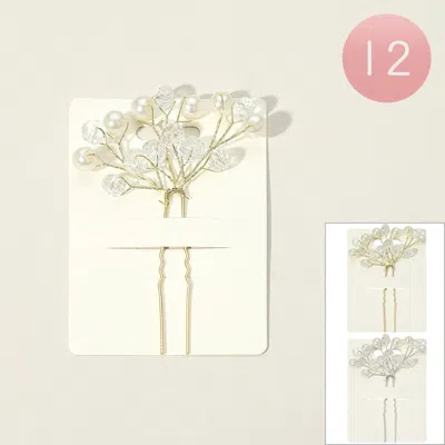 FASHNZFAB 12PCS - FACETED BEADS PEARL WIRE BRANCH HAIR COMB PINS