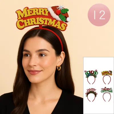 FASHNZFAB 12PCS - FESTIVE HOLIDAY LETTERING MESSAGE HEADBANDS