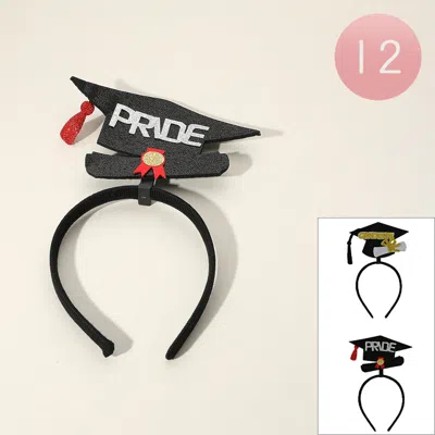 FASHNZFAB 12PCS - GLITTERED GRADUATE PRIDE MESSAGE POINTED GRADUATION HAT HEADBANDS