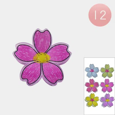 FASHNZFAB 12PCS - HAND-DRAWN LOOK FLOWER HAIR CLAW CLIPS