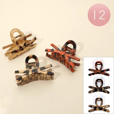 FASHNZFAB 12PCS - LEOPARD PATTERN CRISSCROSS BOW HAIR CLAW CLIPS