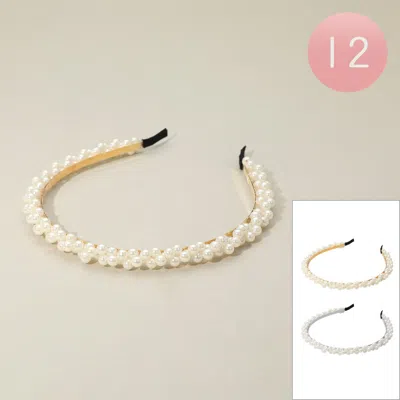 FASHNZFAB 12PCS - PEARL BEADED HEADBANDS