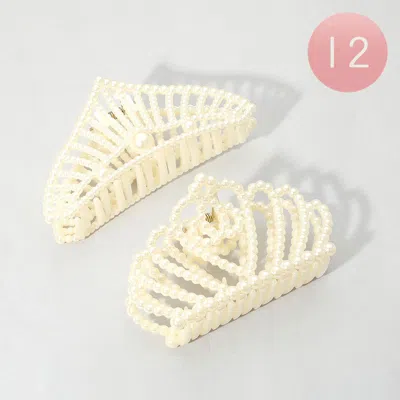 FASHNZFAB 12PCS - PEARL CROWN HAIR CLAW CLIPS