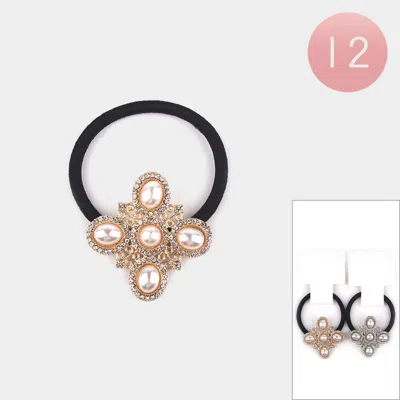 FASHNZFAB 12PCS - PEARL EMBELLISHED STONE PAVED ACCENTED STRETCH HAIRBAND