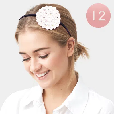 FASHNZFAB 12PCS - PEARL STONE ROUND HEADBANDS