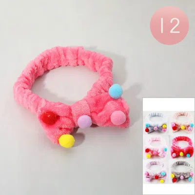FASHNZFAB 12PCS - POM POM BOW STRETCH HEADBANDS