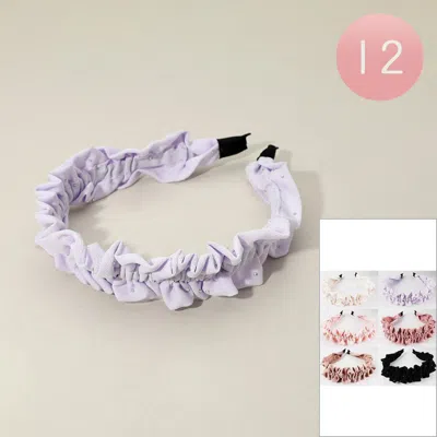 FASHNZFAB 12PCS - RHINESTONE ACCENT SUBTLE RUCHED FABRIC HEADBANDS