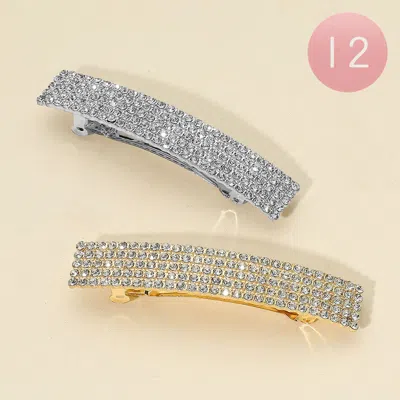 FASHNZFAB 12PCS - RHINESTONE BAR BARRETTES