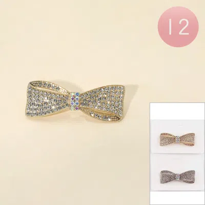 FASHNZFAB 12PCS - RHINESTONE BOW BARRETTES