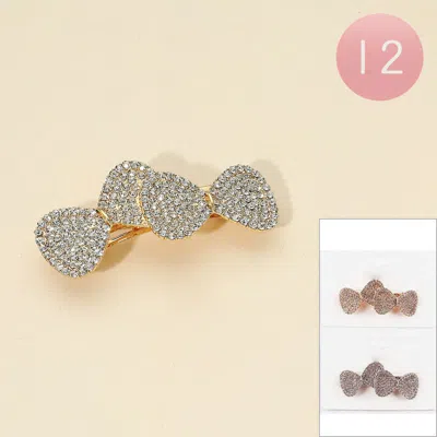 FASHNZFAB 12PCS - RHINESTONE DOUBLE BOW BARRETTES